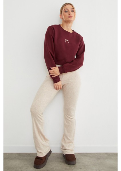 3 Iplik Fiyonk Nakışlı Crop Sweatshirt fiyatları