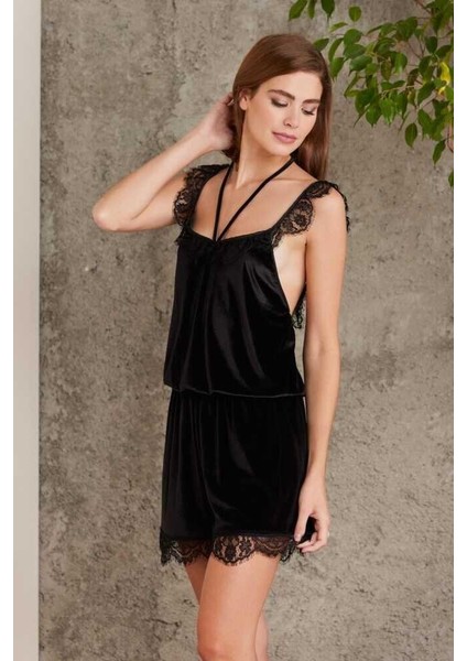 Dantelli Kadife Tulum Sabahlık Takım 4800 Siyah fiyatları