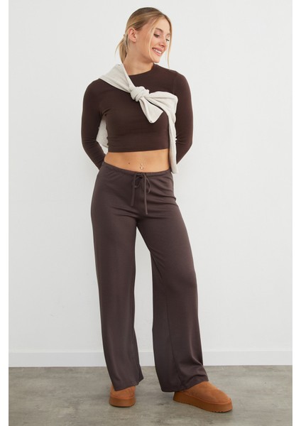 Bel Bağlamalı Bol Paça Viskon Pantolon modelleri