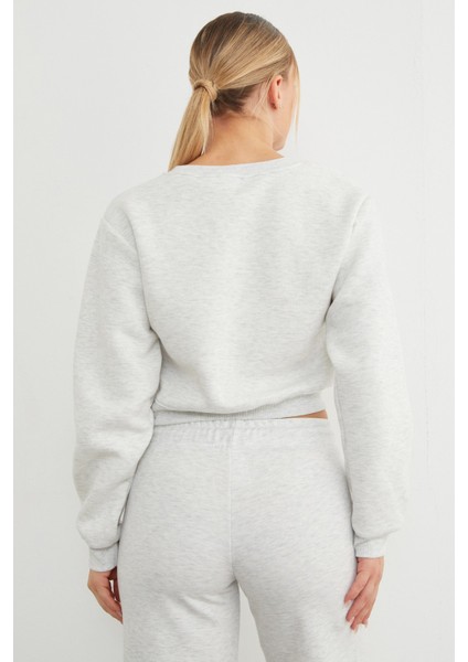 3 Iplik Fiyonk Nakışlı Crop Sweatshirt indirimleri
