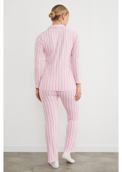 Pembe Çizgili Süet Pijama Takımı fiyatları