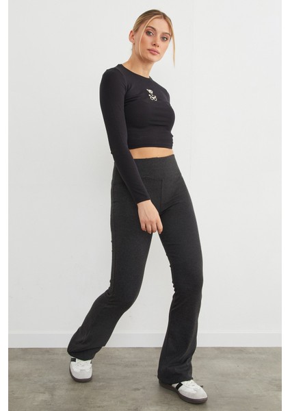 Beli Lastikli Yüksek Bel Flare Pantolon fiyatları