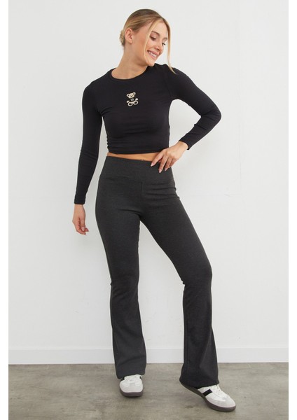 Beli Lastikli Yüksek Bel Flare Pantolon modelleri