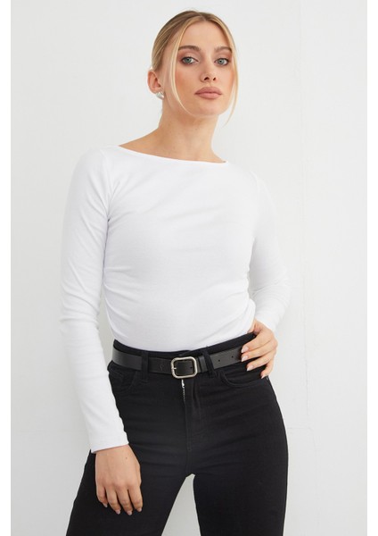 Yanları Drapeli Kayık Yaka Body