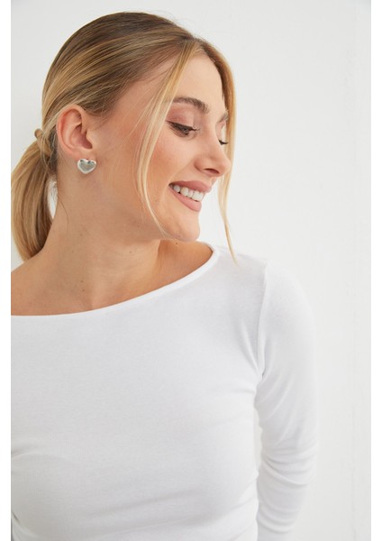 Yanları Drapeli Kayık Yaka Body