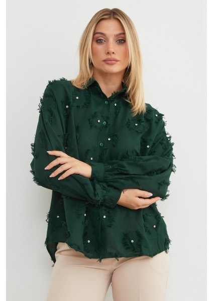 Taş Işlemeli Püsküllü Salaş Gömlek modelleri