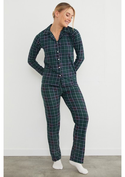 Ekose Desenli Süet Pijama Takımı fırsatları