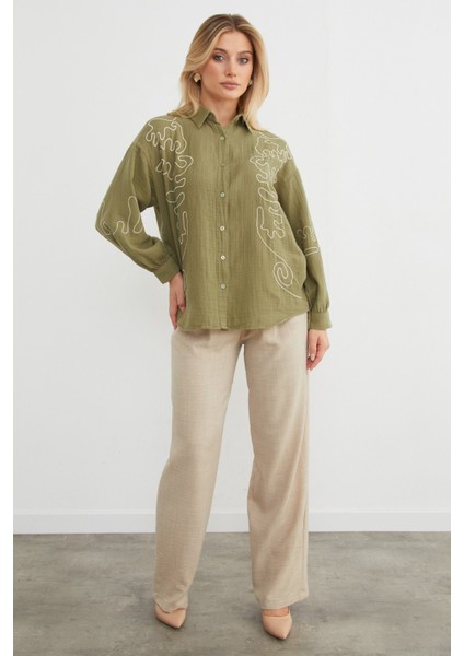 Geometrik Nakışlı Bol Gömlek fiyatları