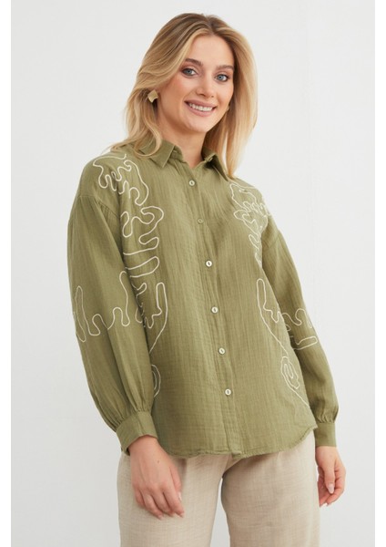 Geometrik Nakışlı Bol Gömlek modelleri