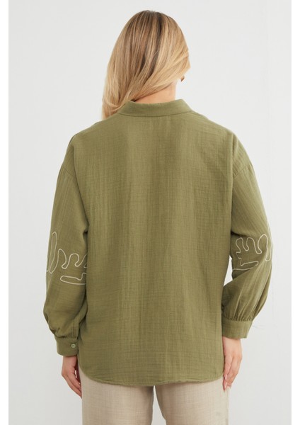 Geometrik Nakışlı Bol Gömlek indirimleri