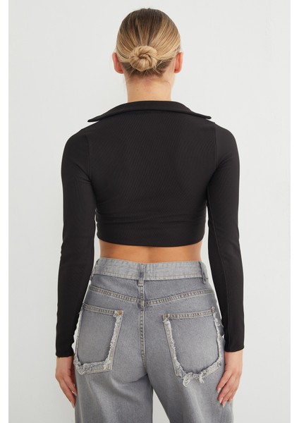 Polo Yaka Fermuarlı Crop Body indirimleri