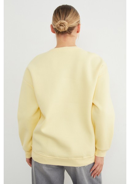 3 Iplik Taşlı Kalp Detaylı Oversize Sweatshirt indirimleri