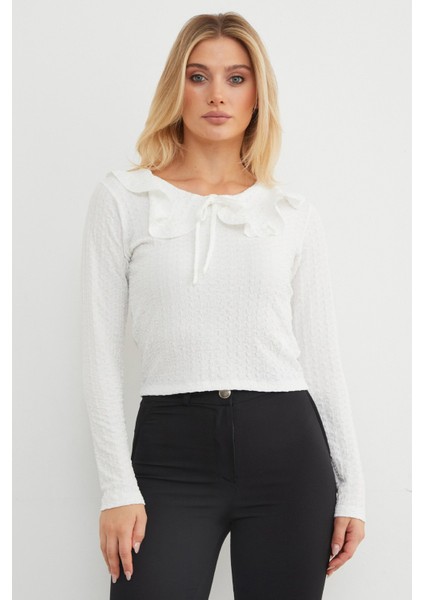 Bebe Yaka Bürümcük Dokulu Bluz