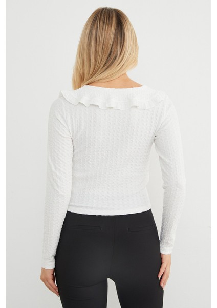 Bebe Yaka Bürümcük Dokulu Bluz