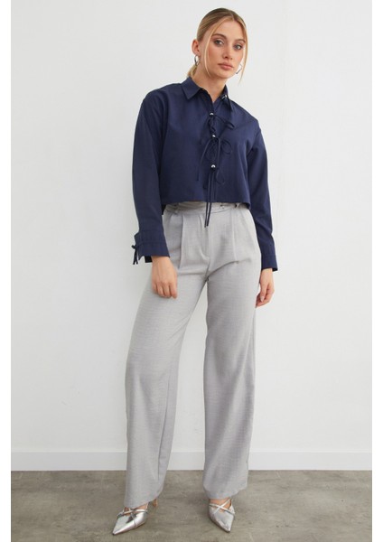 Önü Bağlamalı Düğmeli Crop Gömlek fiyatları