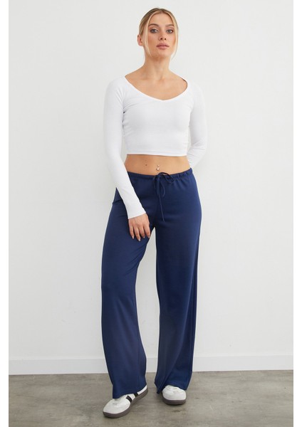 Bel Bağlamalı Bol Paça Viskon Pantolon modelleri