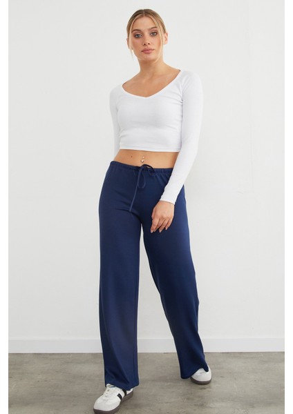Bel Bağlamalı Bol Paça Viskon Pantolon fırsatları