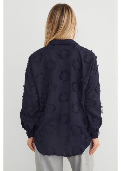 Taş Işlemeli Püsküllü Arkası Uzun Salaş Gömlek