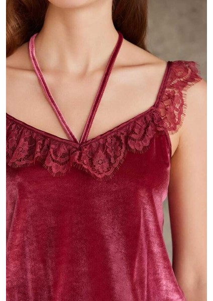 Dantelli Kadife Tulum Sabahlık Takım 4800 Bordo fırsatları