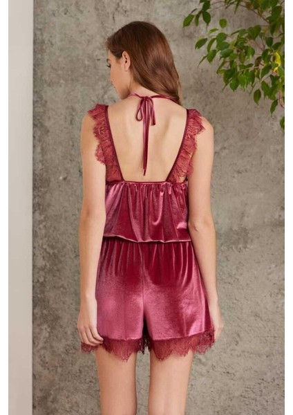 Dantelli Kadife Tulum Sabahlık Takım 4800 Bordo indirimleri