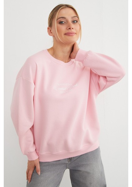 3 Iplik Manhattan Baskılı Bisiklet Yaka Sweatshirt
