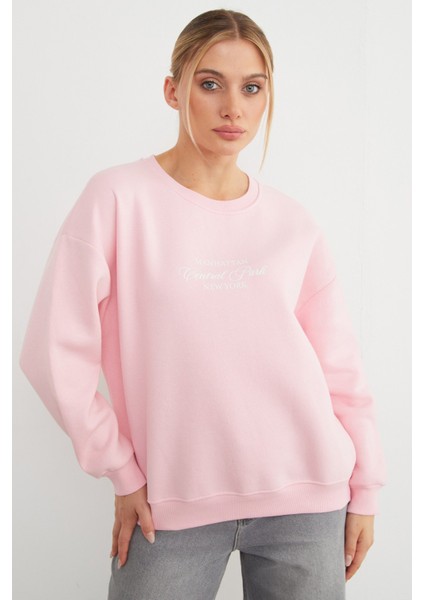 3 Iplik Manhattan Baskılı Bisiklet Yaka Sweatshirt modelleri