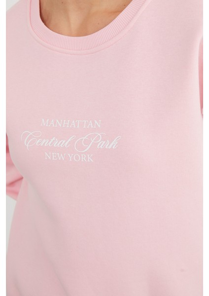3 Iplik Manhattan Baskılı Bisiklet Yaka Sweatshirt indirimleri