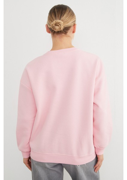 3 Iplik Manhattan Baskılı Bisiklet Yaka Sweatshirt
