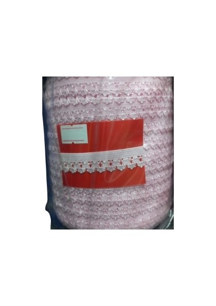 Çamaşır Lastiği Dantelli 1 cm 1 Metre Açık Pembe