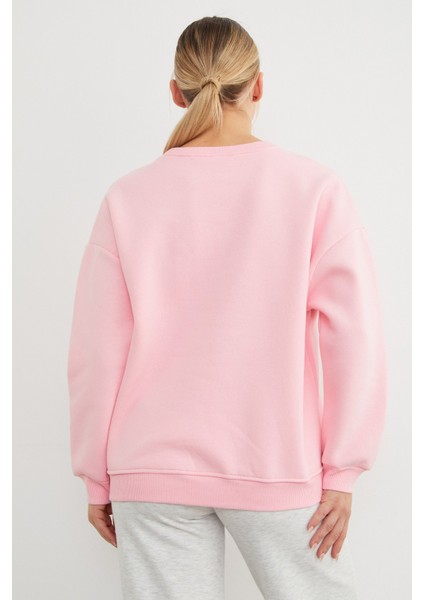 3 Iplik Taşlı Kalp Detaylı Oversize Sweatshirt indirimleri
