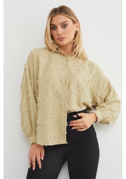 Taş Işlemeli Püsküllü Salaş Gömlek