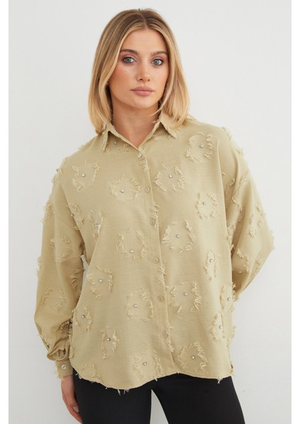 Taş Işlemeli Püsküllü Salaş Gömlek modelleri