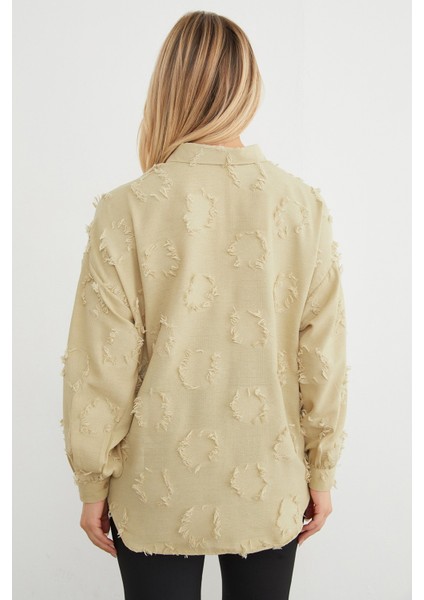 Taş Işlemeli Püsküllü Salaş Gömlek