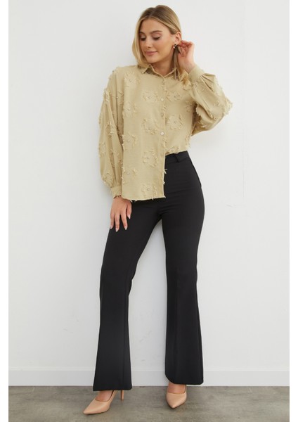 Taş Işlemeli Püsküllü Salaş Gömlek