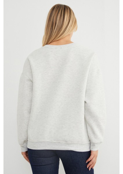 3 Iplik Taşlı Kalp Detaylı Oversize Sweatshirt indirimleri