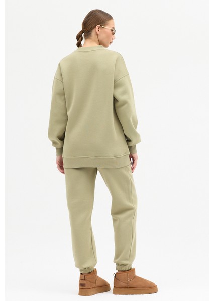 Kadın Relax Baskılı Bisiklet Yaka Içi Pamuklı Oversize Eşofman Takımı indirimleri