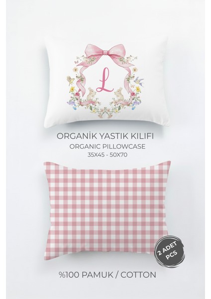 Organik 2’li Yastık Kılıfı Floral Serisi (35X45) – L Harfi modelleri