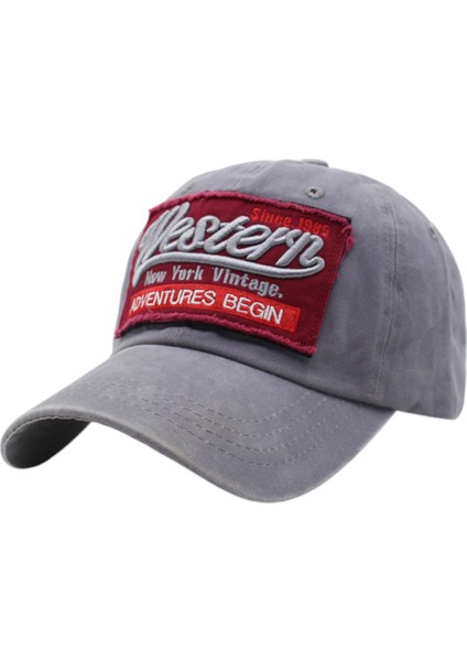 Western Vintage Eskitme Gri Kep Şapka