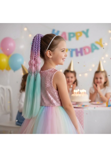 Bn ve Düz Salaş Örgülü Lastikli At Kuyruğu / ACM14