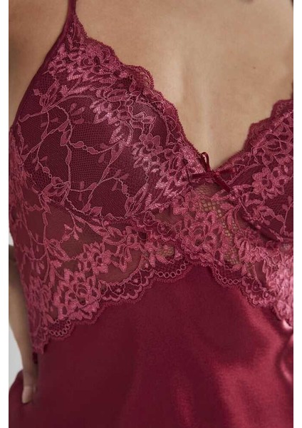 Sütyen Kaplı Sabahlık Gecelik Set 4050 Bordo fırsatları