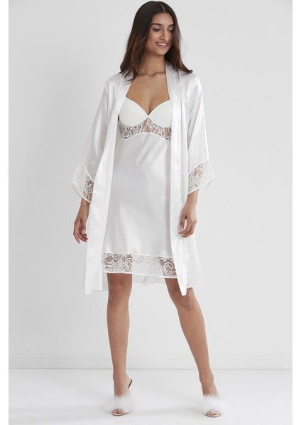 Ekru 2li Balensiz Kaplı Gecelik Sabahlık 4075 fırsatları