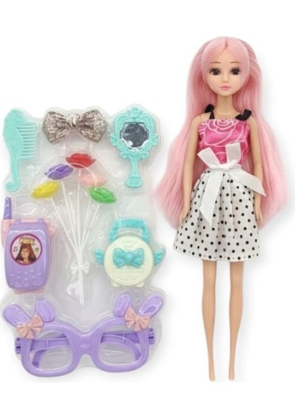 Güzellik Seti 7 Parça Aksesuarlı Bebek Seti - Beyaz Etekli (Lisinya) fiyatları