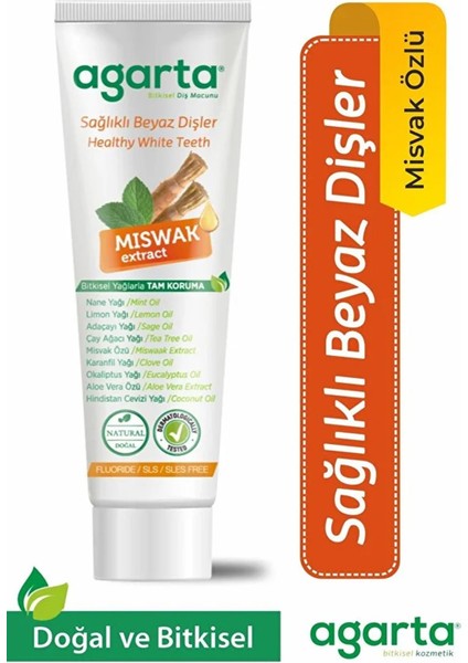 Agarta Bitkisel Diş Macunu Misvak Özlü Tüp 100 ml fiyatları