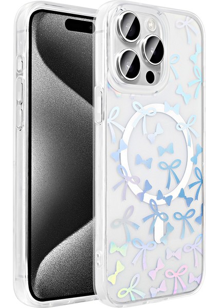 iPhone 15 Pro Max Kılıf M-Safe Şarj Özellikli Şeffaf Zore Folk Sert Kapak - Fiyonk