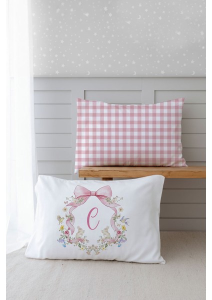 Organik 2’li Yastık Kılıfı Floral Serisi (50X70) – C Harfi