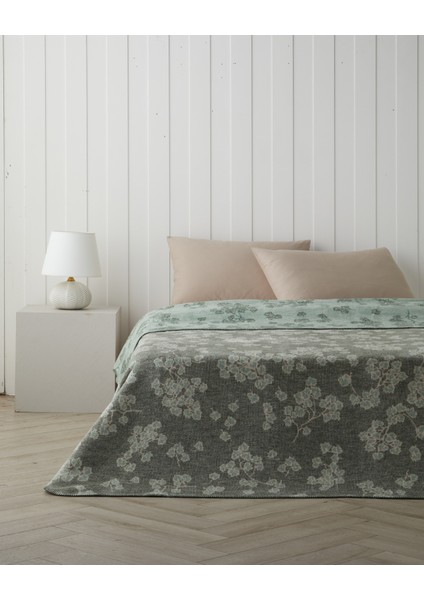 Retro Leaf Pamuklu Çift Kişilik Battaniye 200X220 cm Haki fiyatları