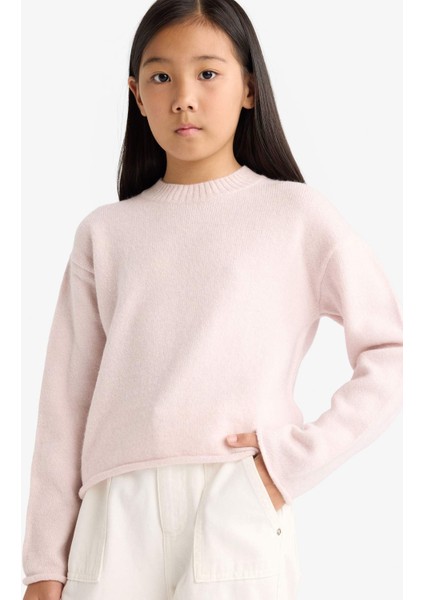 Kız Çocuk Standart Fit Bisiklet Yaka Triko Kazak F0108A825WN