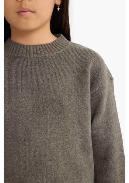 Kız Çocuk Standart Fit Bisiklet Yaka Triko Kazak F0108A825WN fırsatları