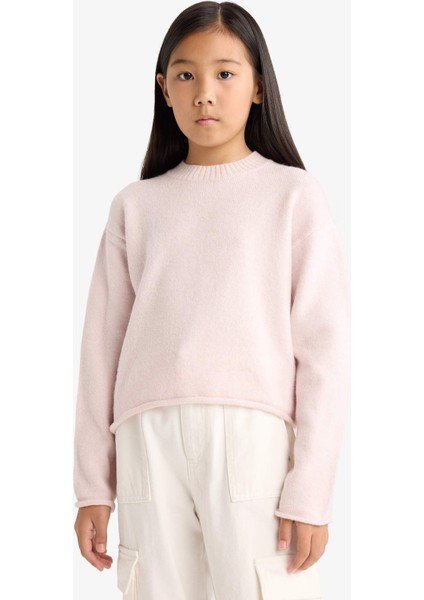 Kız Çocuk Standart Fit Bisiklet Yaka Triko Kazak F0108A825WN modelleri