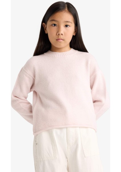 Kız Çocuk Standart Fit Bisiklet Yaka Triko Kazak F0108A825WN fırsatları